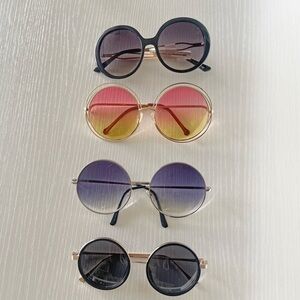 Vintage-Inspired Round Sunglasses Set of 4--60s/70s Mod Style